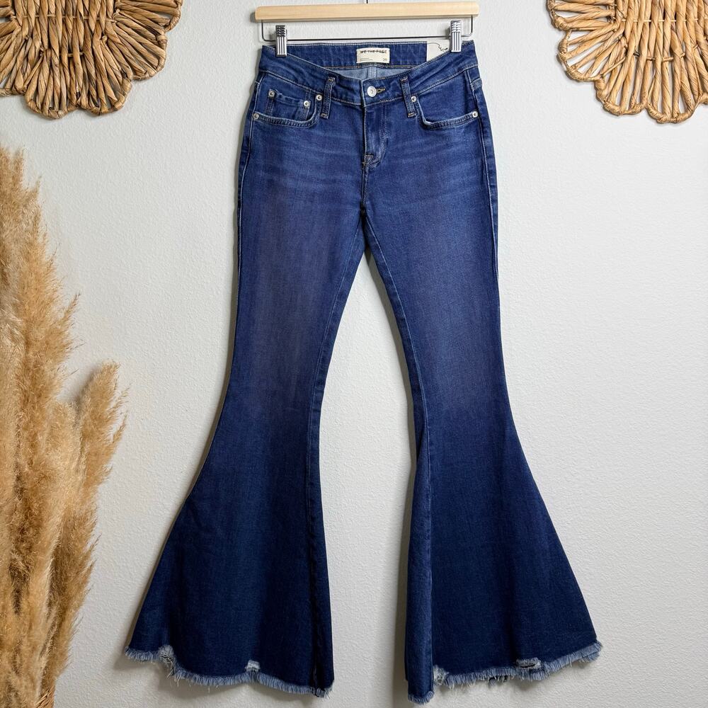 Free People flare pants low-rise jeans stretchy boho bell bottoms 26 - Picture 3 of 9